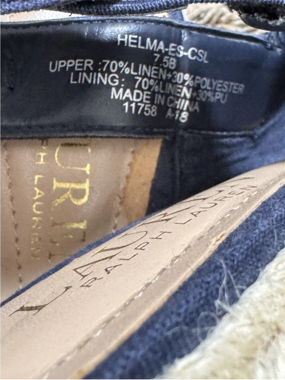Lauren Ralph Lauren Helma Espadrille Wedge Sandal 7.5B Navy Linen Slingback Jute - Picture 8 of 10